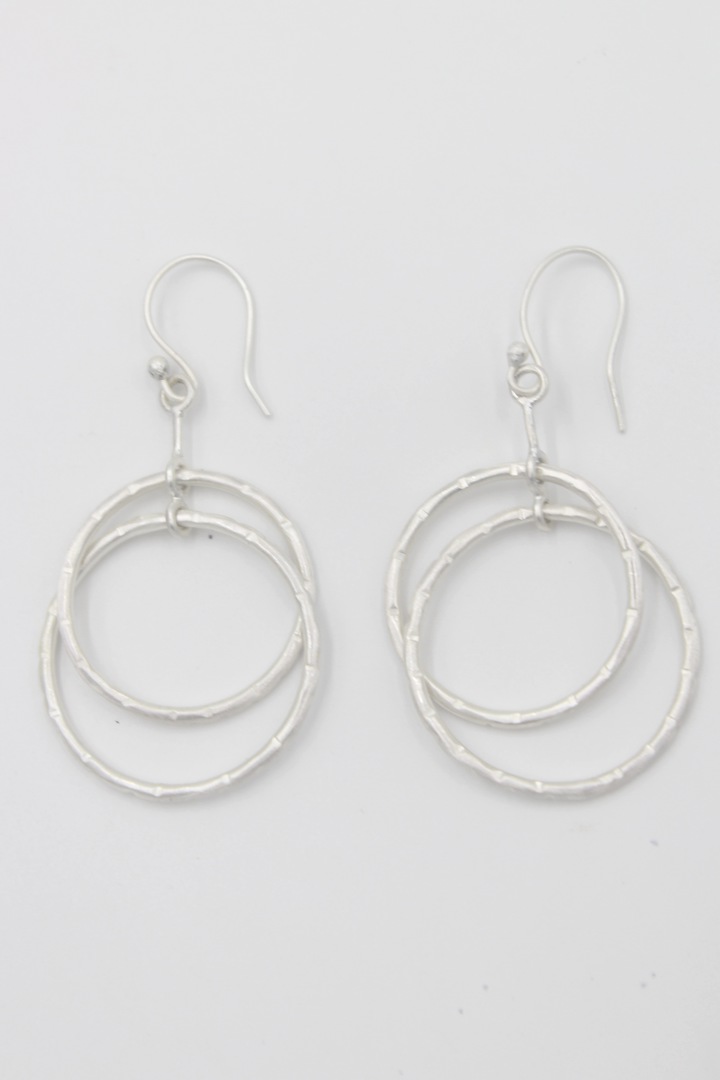 Double Ring Earrings Silver (Brass) image 0